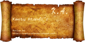 Kmety Atanáz névjegykártya